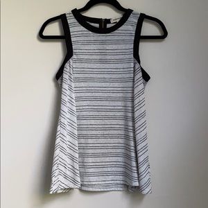 Monteau black and grey striped sleeveless shirt